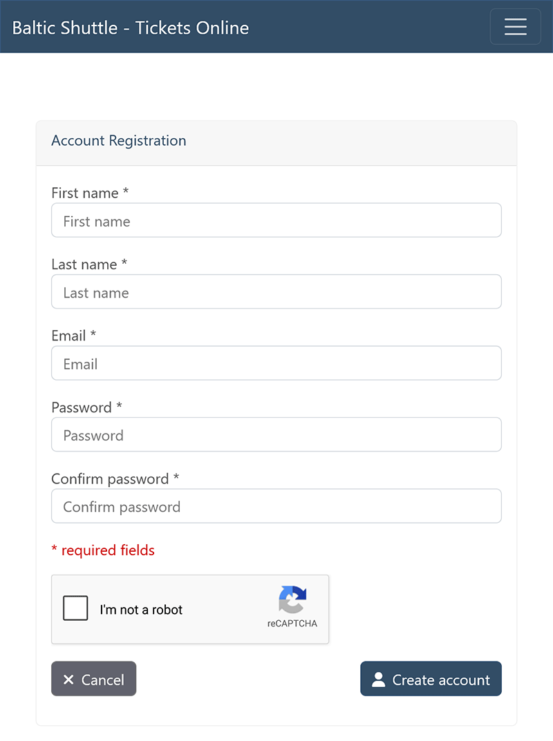 Register in the system using email and password
