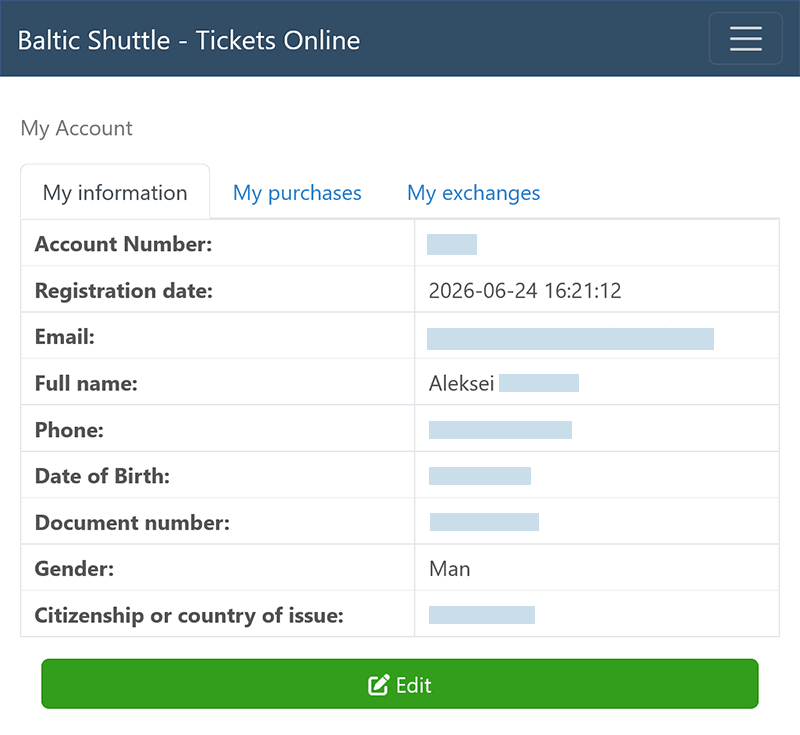 Fill in user data after registration