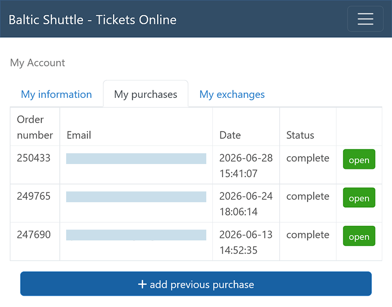 Possibility of adding previous purchase