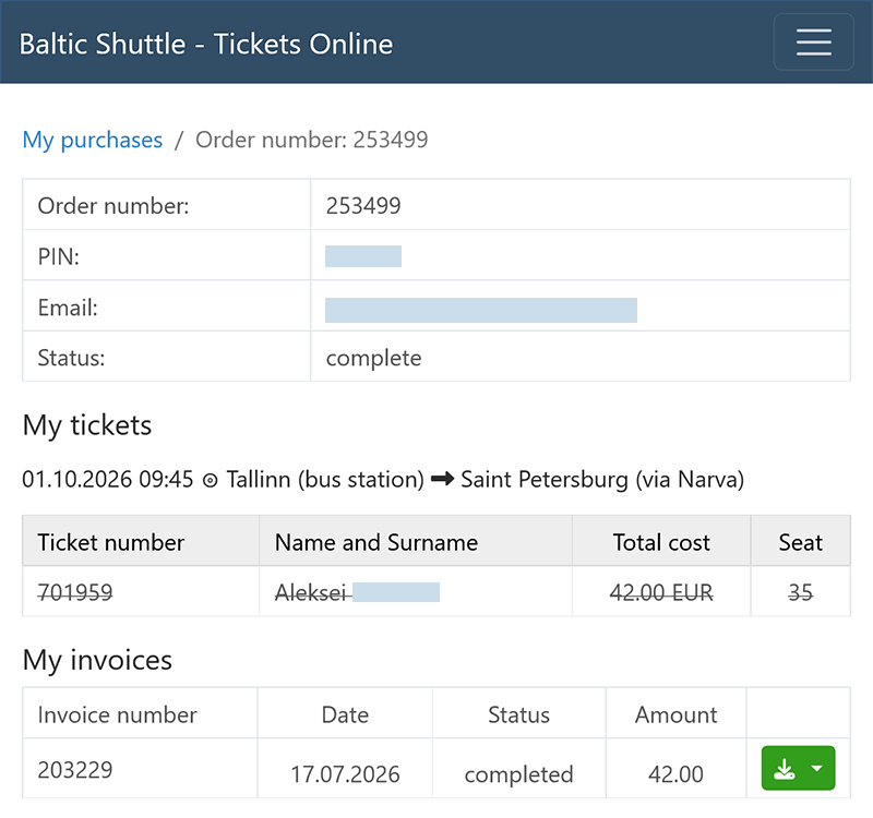 Ticket exchange completed