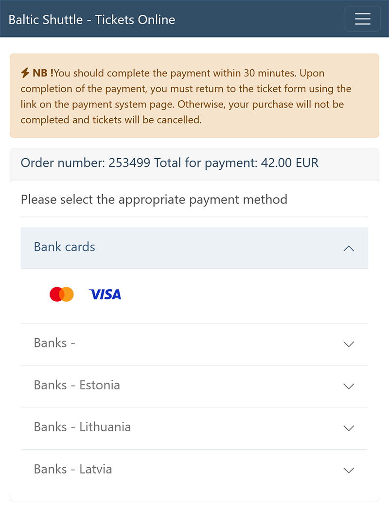 Selecting a payment method