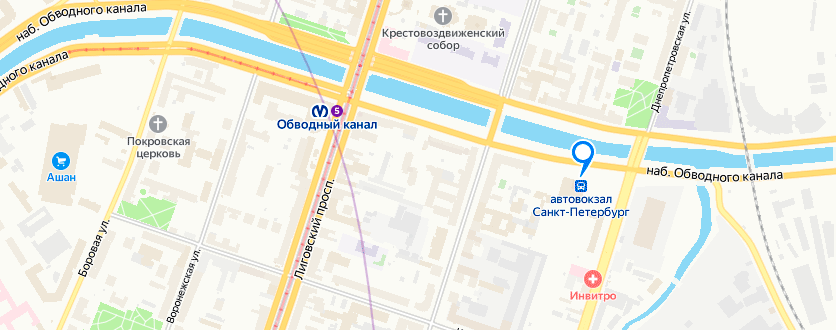 Карта автобусного вокзала в Санкт-Петербурге