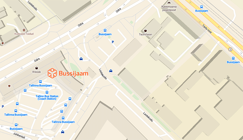 Карта расположения автовокзала Таллина